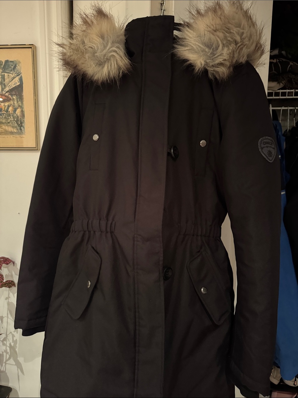 Only Black Ski Parka with Faux Fur Trim